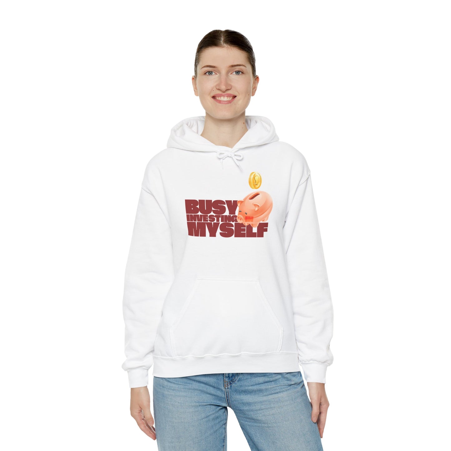 Motivational Hoodie - "Busy Investing in Myself" - Unisex Heavy Blend Sweatshirt