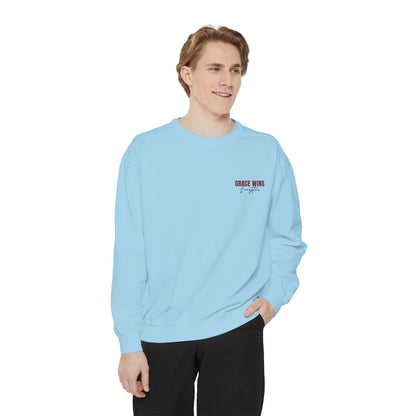 Grace Wins Unisex Garment-Dyed Sweatshirt - Cozy and Inspirational Apparel