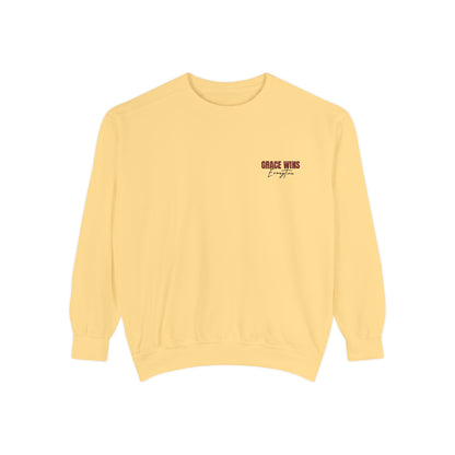 Grace Wins Unisex Garment-Dyed Sweatshirt - Cozy and Inspirational Apparel