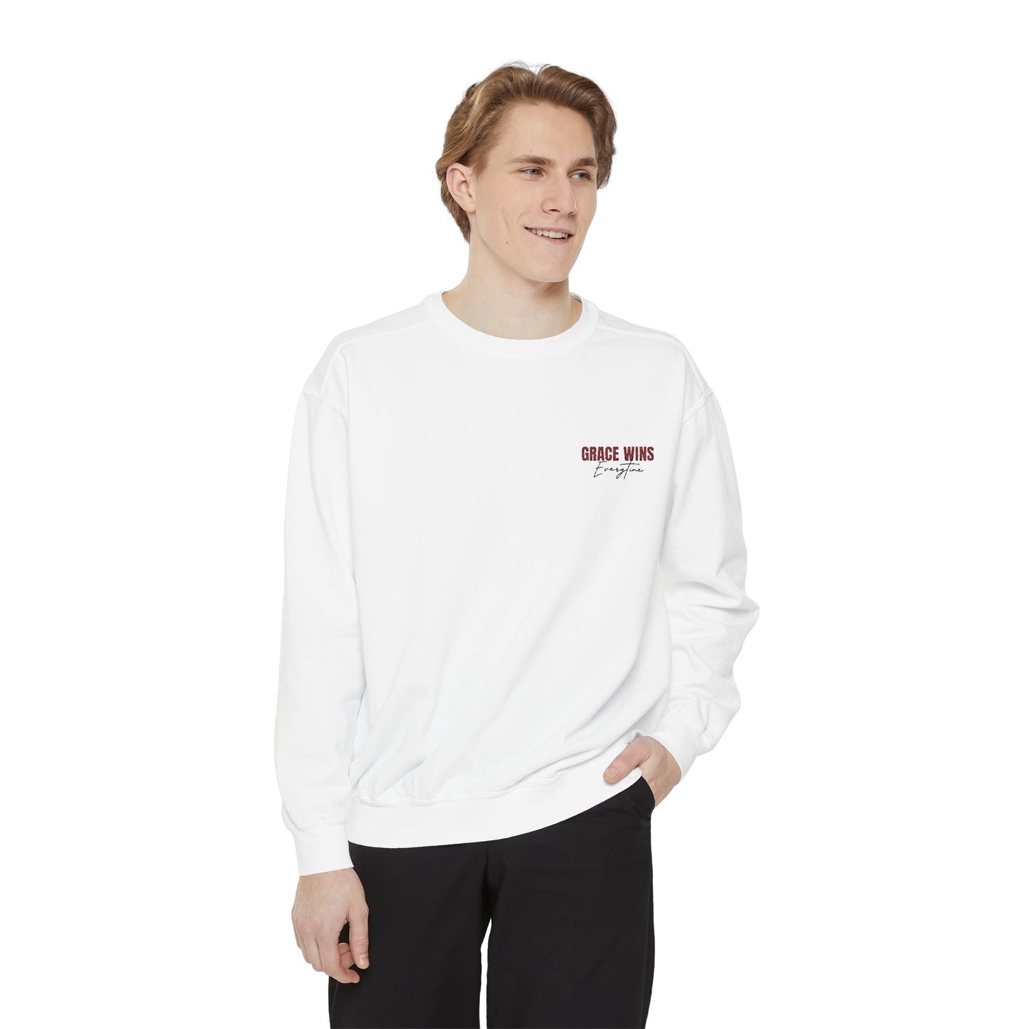 Grace Wins Unisex Garment-Dyed Sweatshirt - Cozy and Inspirational Apparel