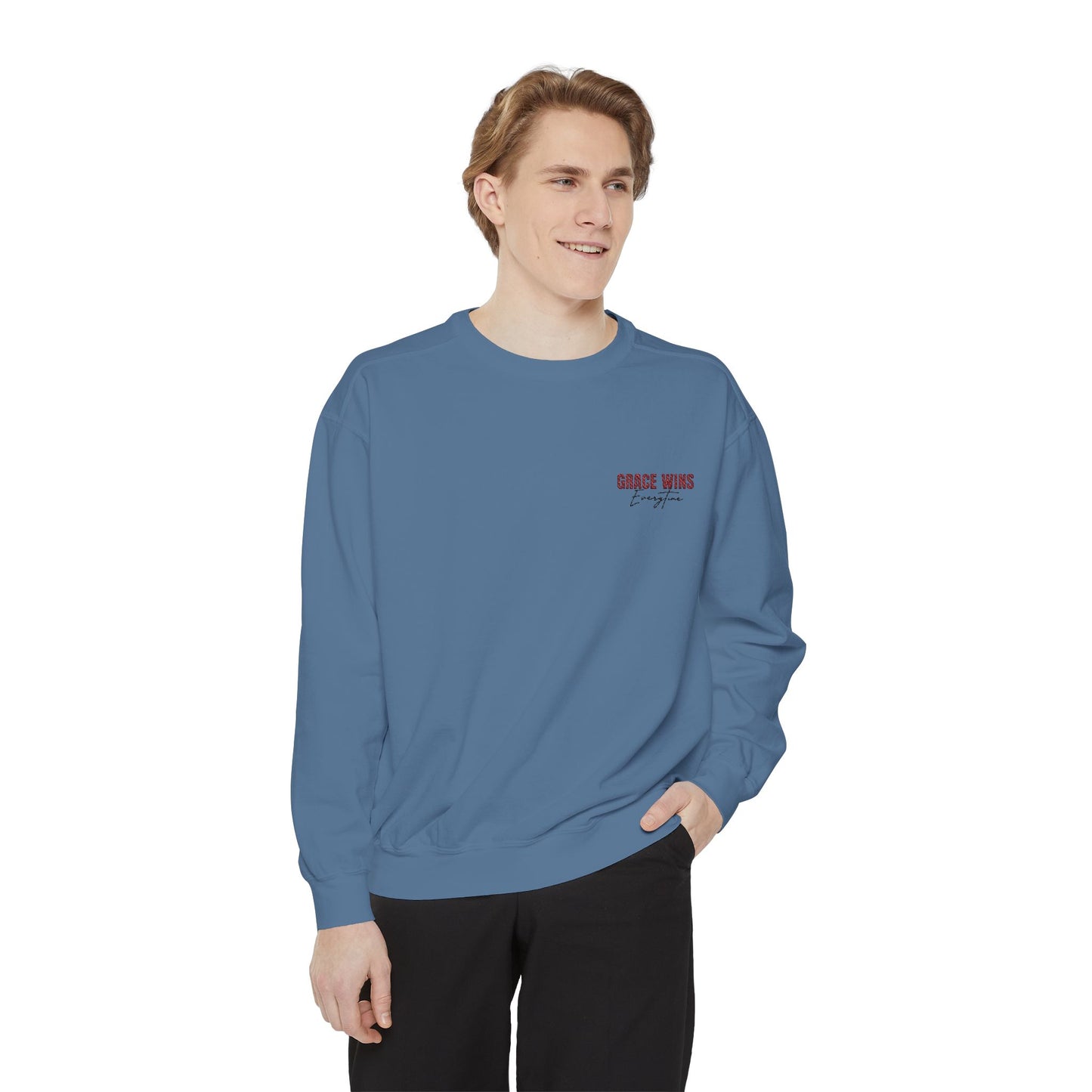 Grace Wins Unisex Garment-Dyed Sweatshirt - Cozy and Inspirational Apparel