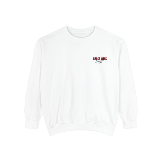 Grace Wins Unisex Garment-Dyed Sweatshirt - Cozy and Inspirational Apparel