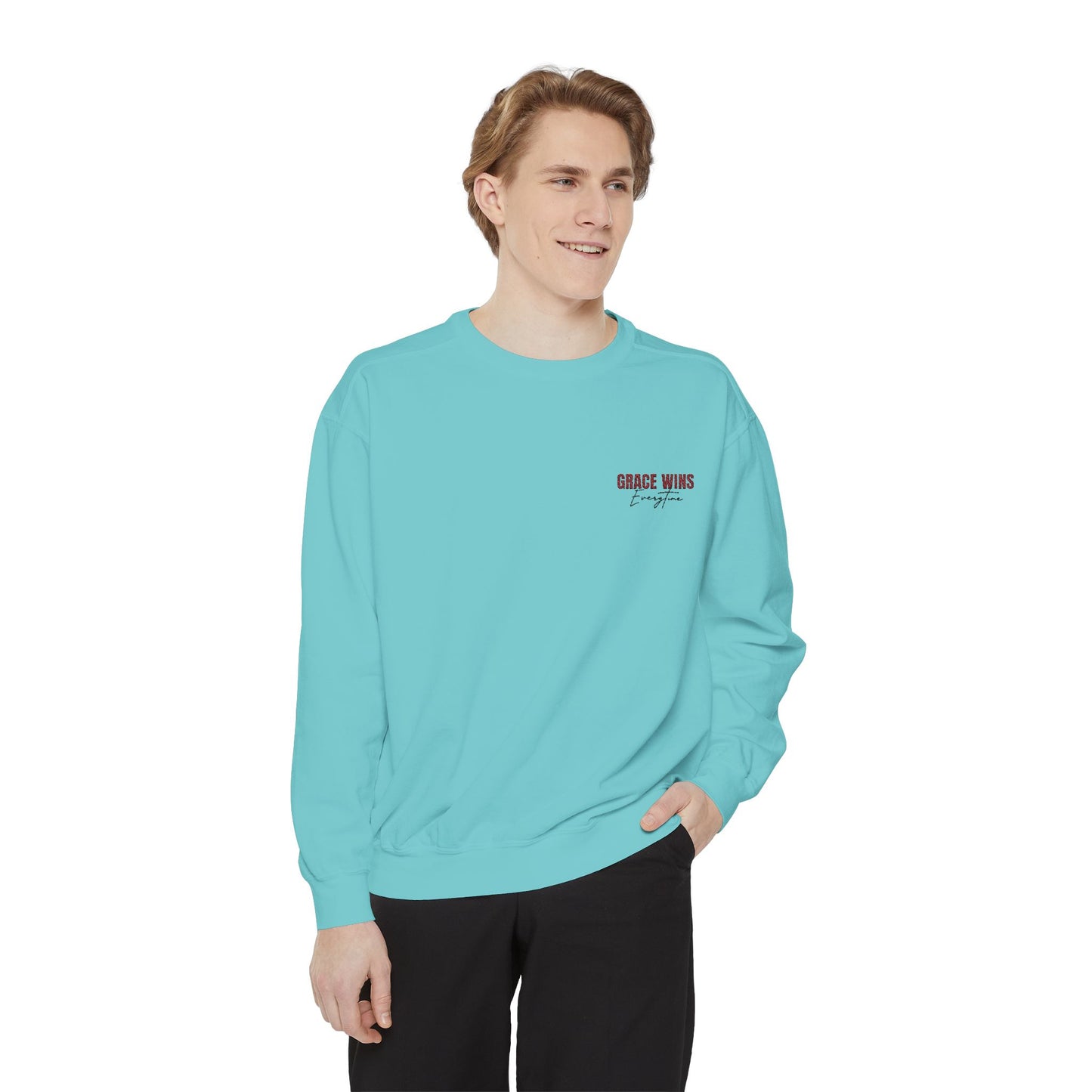 Grace Wins Unisex Garment-Dyed Sweatshirt - Cozy and Inspirational Apparel