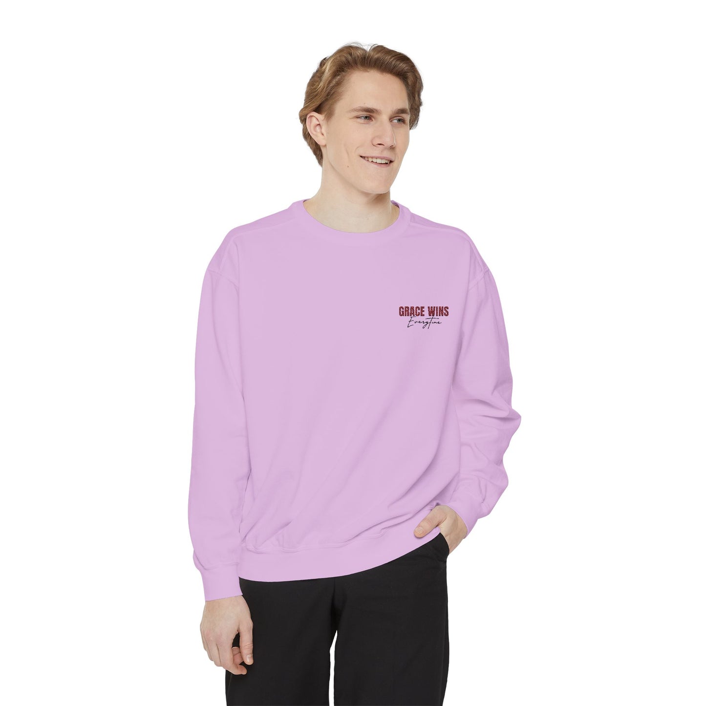 Grace Wins Unisex Garment-Dyed Sweatshirt - Cozy and Inspirational Apparel