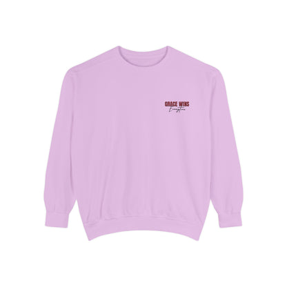 Grace Wins Unisex Garment-Dyed Sweatshirt - Cozy and Inspirational Apparel