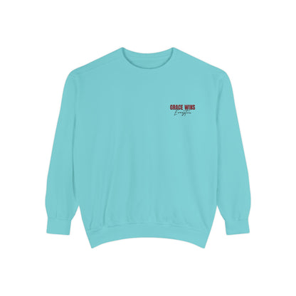 Grace Wins Unisex Garment-Dyed Sweatshirt - Cozy and Inspirational Apparel